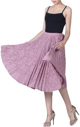 Jolie Moi Lace Bonded Pleated Midi Skirt