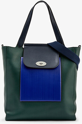 Paul Smith Logo-patch Panelled Messenger Bag In Blue