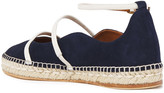 Thumbnail for your product : Malone Souliers Selina Leather-trimmed Suede Espadrille Ballet Flats