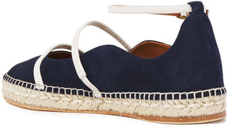 Malone Souliers Selina Leather-trimmed Suede Espadrille Ballet Flats
