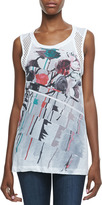 Thumbnail for your product : Faith Connexion Aquarelle Printed Mesh-Panel Tank Top