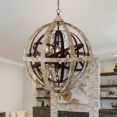 Yosemite Home Decor Campion 5 - Light Unique / Statement Globe Chandelier with Beaded Accents