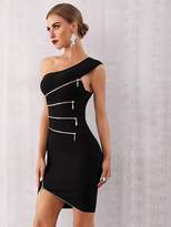 Thumbnail for your product : Shein Adyce One Shoulder Zipper Detail Bandage Dress