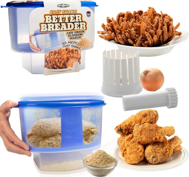 Cooks Choice COOK'S CHOICE Onion Blossom Maker w The Original Better Breader Bowl - All-in-one Set Includes Blooming Onion Slicer & Mess Free Batter Breading Station - Great for Big Game Party Prep & Appetizers