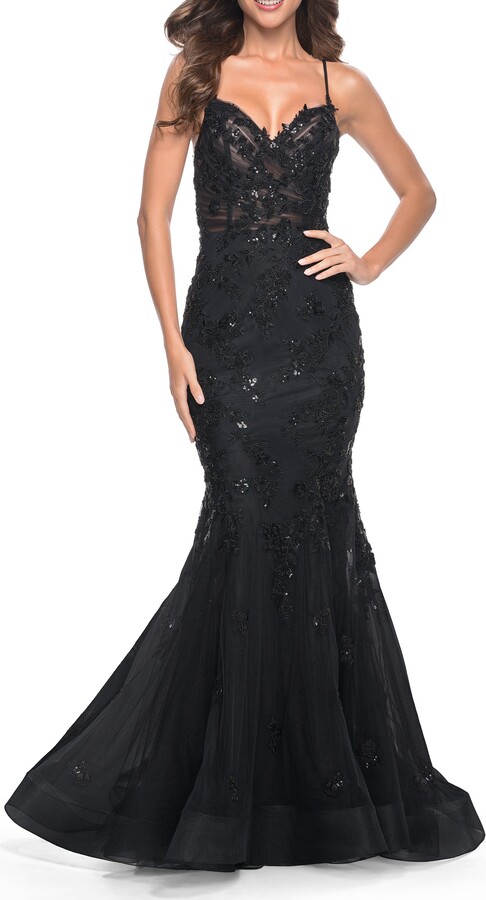 Mermaid Prom Dress with Sequin Beaded Applique