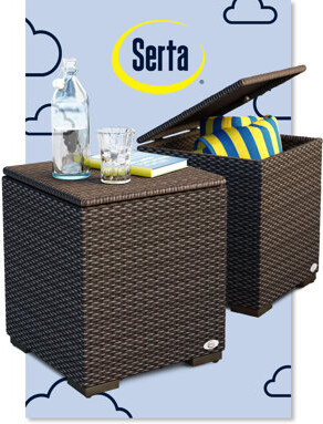 Serta Laguna Outdoor Patio Furniture Collection Storage Side Table, Brown Wicker