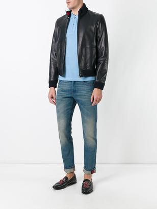 Gucci leather bomber jacket