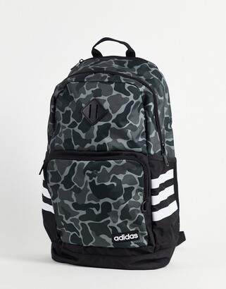 adidas Classic 3 stripe camo backpack in Gray - ShopStyle