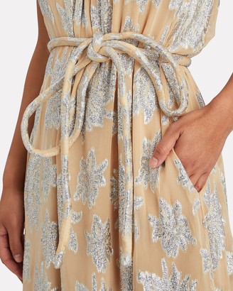 IRO Laza Metallic Floral Midi Dress