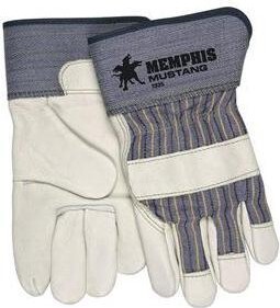 Mustang Leather Palm Gloves, Cowhide, White, S, Pr