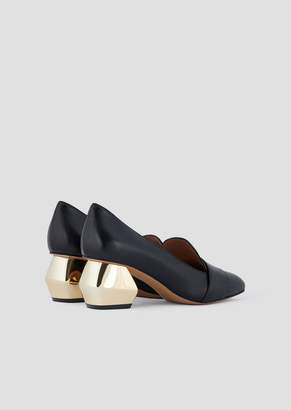 Emporio Armani Nappa Leather Court Shoes With Chrome-Plated Hexagonal Heel