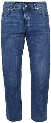 Topman Blue Marble Wash Raw Edge Standard Fit Jeans