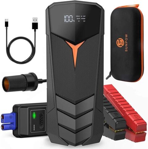 RUOCLRIS SUNPOW Lithium Jump Starter Battery Pack 2000A Peak 20000mAh (Up to All Gas and 8.5L Diesel),12V Battery Booster for Cars, Trucks, SUV, Portable...