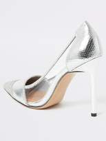 Thumbnail for your product : River Island Perspex Side Metallic Court Shoe - Silver