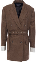 Thumbnail for your product : Racil Double-breasted Belted Houndstooth Wool Blazer