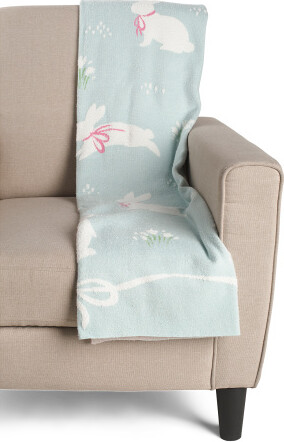 TJMAXX Bow Bunnies Throw, Nylon/Polyester/Rayon