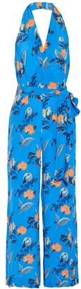 Diane von Furstenberg Belted Floral-print Silk Crepe De Chine Halterneck Jumpsuit