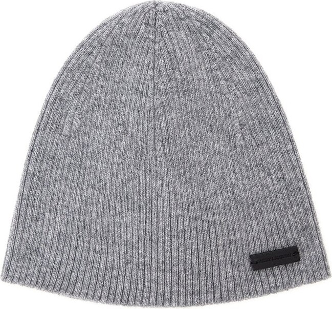 Saint Laurent Logo Patch Ribbed Beanie
