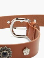 Thumbnail for your product : Isabel Marant Zap Floral-studded Leather Belt - Tan Silver