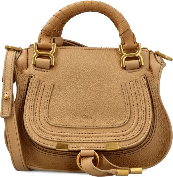 Marcie Mini Leather Shoulder Bag in Beige - Chloe