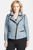 Thumbnail for your product : Sejour Asymmetrical Zip Tweed Jacket (Plus Size)