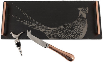 The Just Slate Company - Pheasant Tray, Cheese Knife & Bottle Pourer Set
