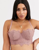 Thumbnail for your product : Figleaves Curve Adore longline lace multiway bra in mocha