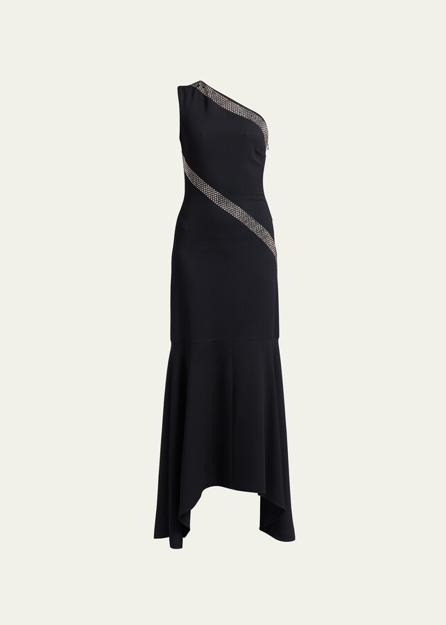 Stella McCartney Sable One-Shoulder Dropped Waist Fit-And-Flare Gown ...