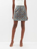 Geometric-jacquard Velvet Mini Skirt 