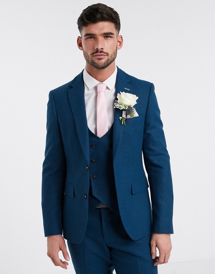 Harry Brown slim fit wedding summer tweed suit jacket - ShopStyle