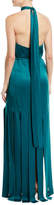 Thumbnail for your product : Escada Halter-Neck Sleeveless Silk Satin Evening Gown w/ Car Wash Hem