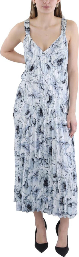 Womens V-Neck Ruched Midi Dress