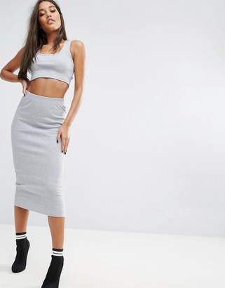 Missguided Londunn Ribbed Square Neck Jersey Cropped Top