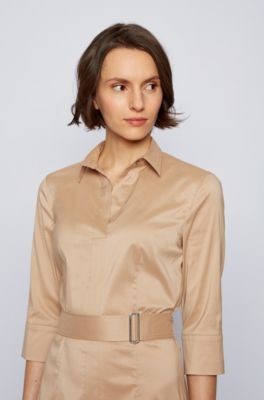 Boss Trench-inspired shirt dress in a stretch-cotton blend