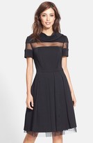 Thumbnail for your product : Pamella Roland Pamella, Mesh Inset Jacquard Fit & Flare Dress