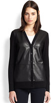 Thumbnail for your product : Bailey 44 Cross Country Faux Leather-Paneled Cardigan