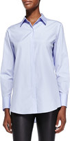 Thumbnail for your product : Theory Nareen Poplin Button-Front Shirt, Blue