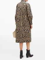 Thumbnail for your product : Ganni Tiger-print Cotton Shirtdress - Beige Multi
