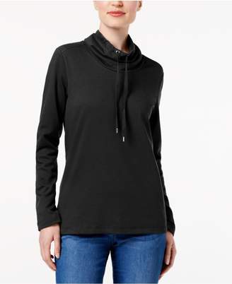 Karen Scott Drawstring Funnel-Neck Sweatshirt, Created for Macy's