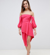 Thumbnail for your product : ASOS Petite PETITE Bardot Midi Dress With Tiered Wrap Skirt