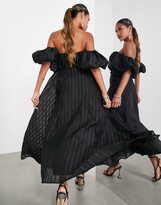 Thumbnail for your product : ASOS EDITION puff off-shoulder midi dress in black