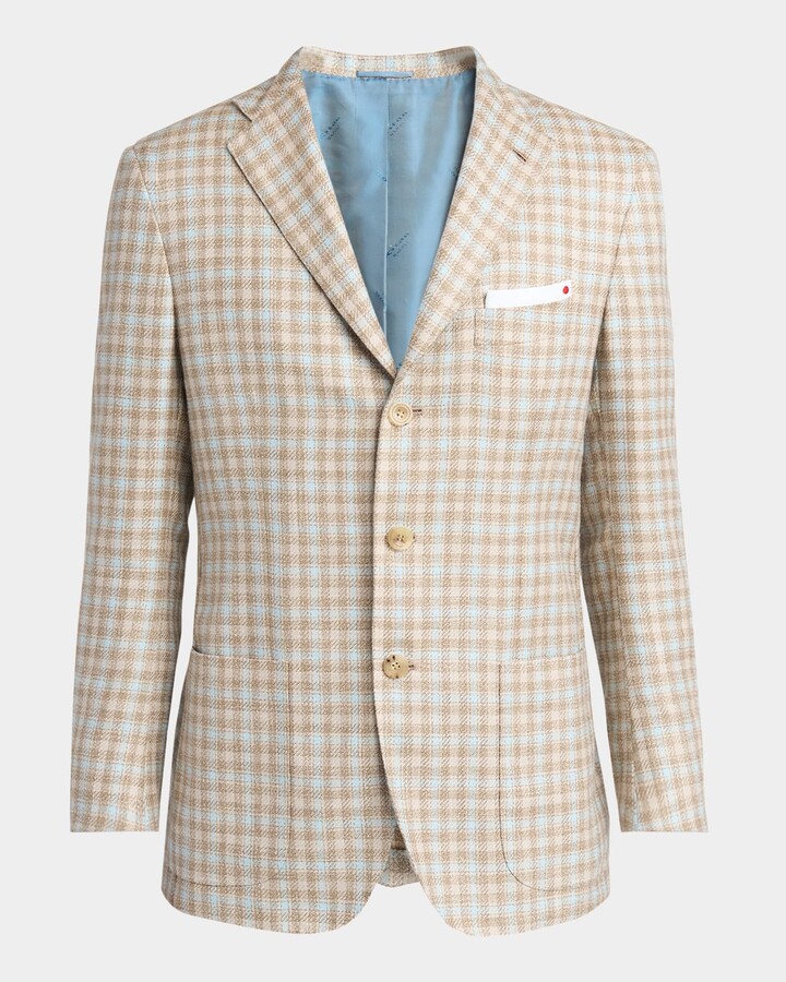 Kiton Men's Cashmere-Blend Check Sport Coat