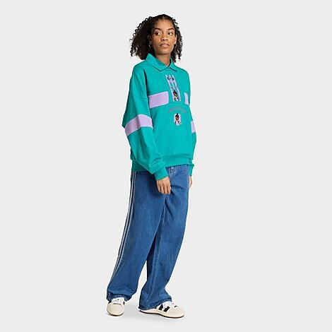 adidas Women's Originals For All Season Hockey Crewneck Sweatshirt in Pure Teal/Violet Fusion | Size: XL