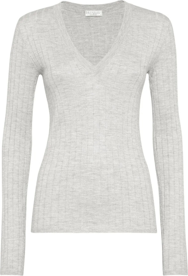 Brunello Cucinelli ribbed V-neck top