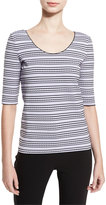 Thumbnail for your product : Armani Collezioni Striped Half-Sleeve Tee, Lilac/Black