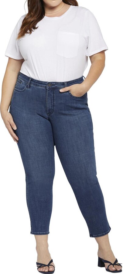 NYDJ Plus Stella Womens Tapered Medium Wash Ankle Jeans