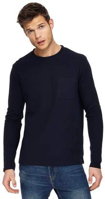 Red Herring - Big And Tall Navy Textured Slim Fit Long Sleeve Top