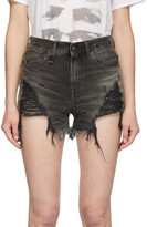 Thumbnail for your product : R 13 Black Shredded Slouch Shorts