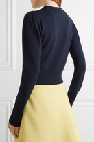 Thumbnail for your product : Roksanda Nobuya Cropped Appliquéd Wool Sweater - Navy