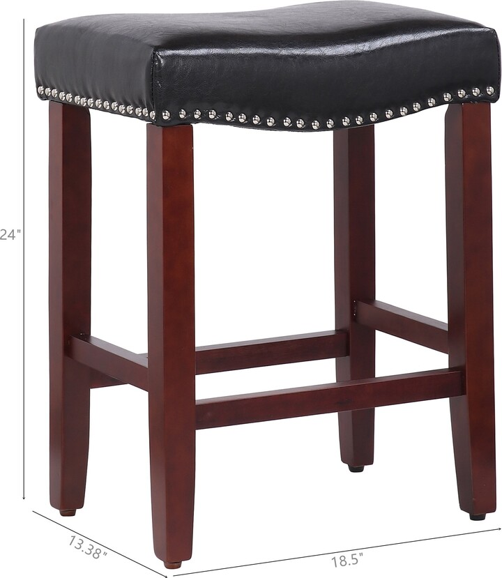 Leather Nailhead Stool The World, Halsted Backless Bar & Counter Stools